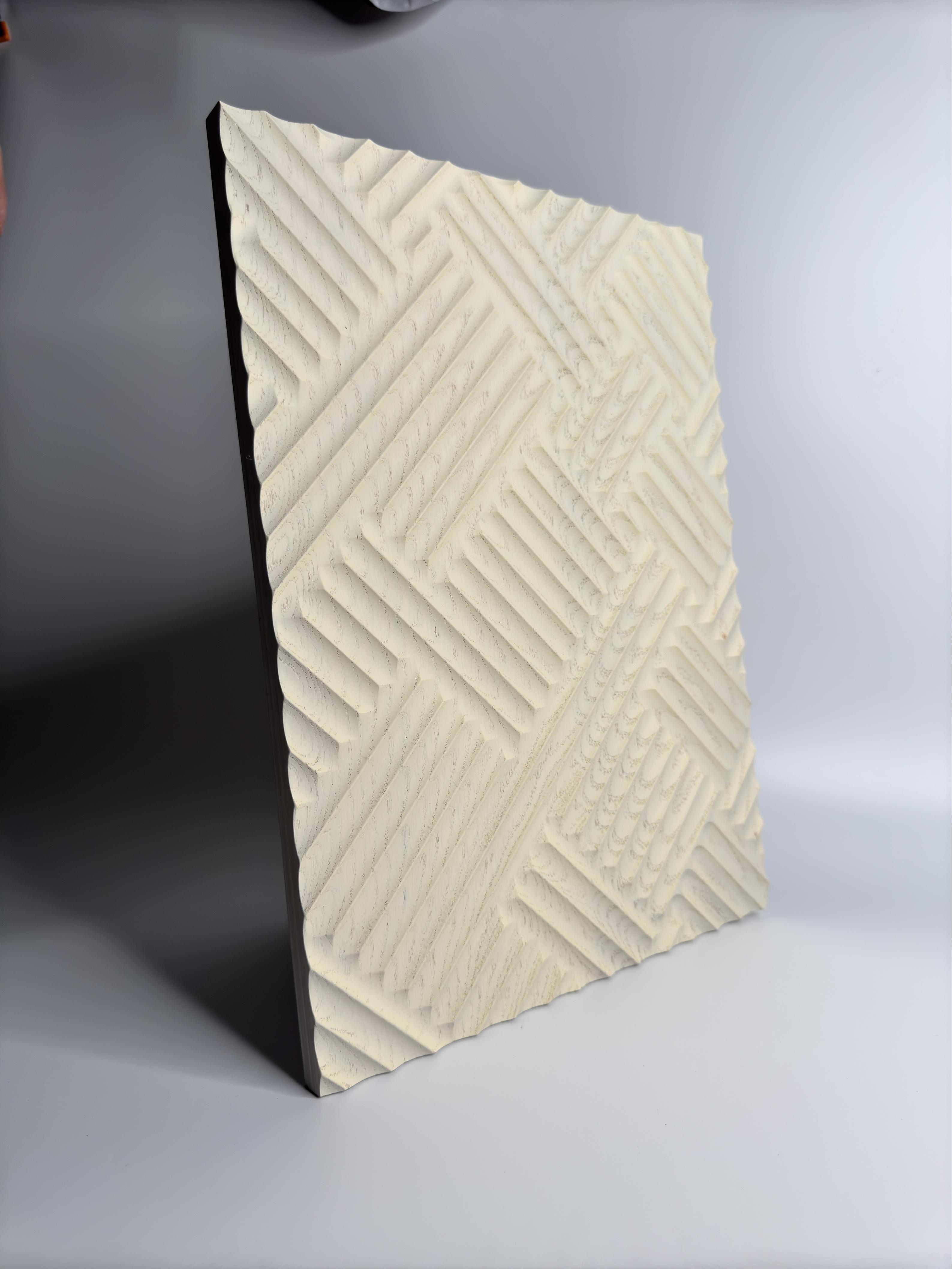 Cream Herringbone 3D Veneer Panel